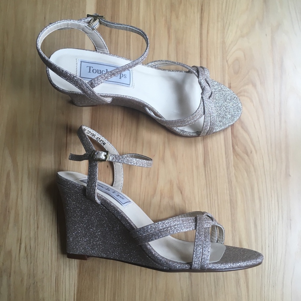 David’s Bridal Champagne Wedges